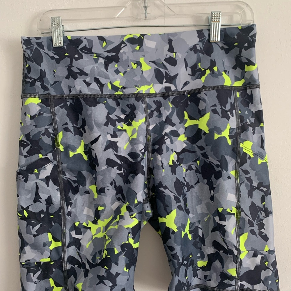 Echelon Gray and Neon Yellow Camouflage Biker Shorts